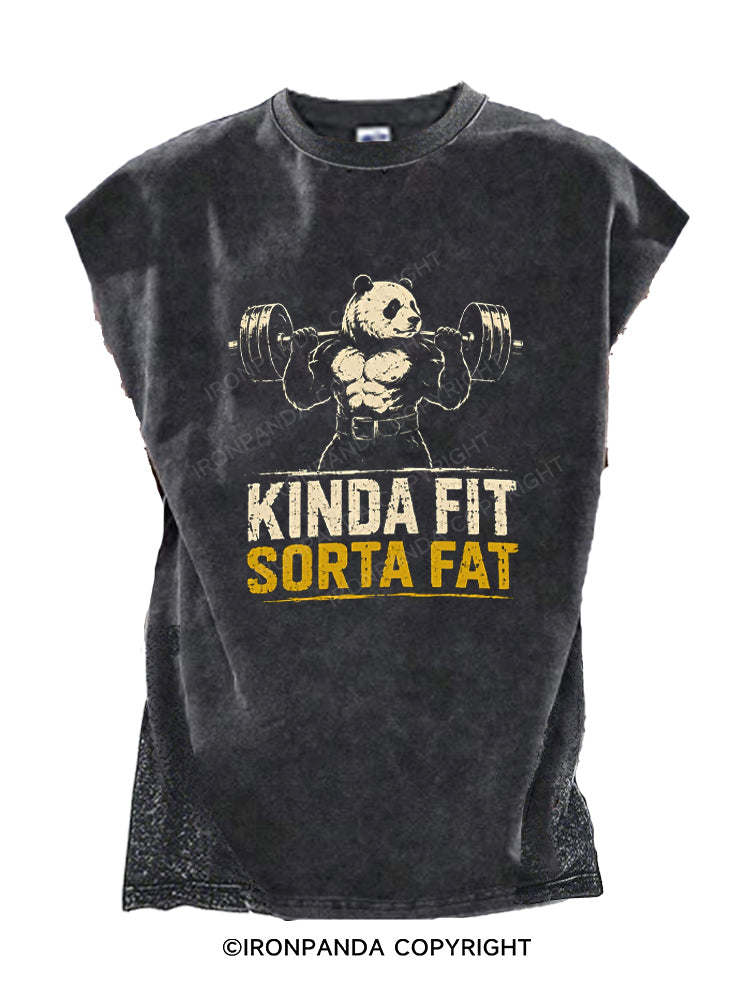 Kinda Fit Sorta Fat Panda Weightlifting Humor Cut Off Tank