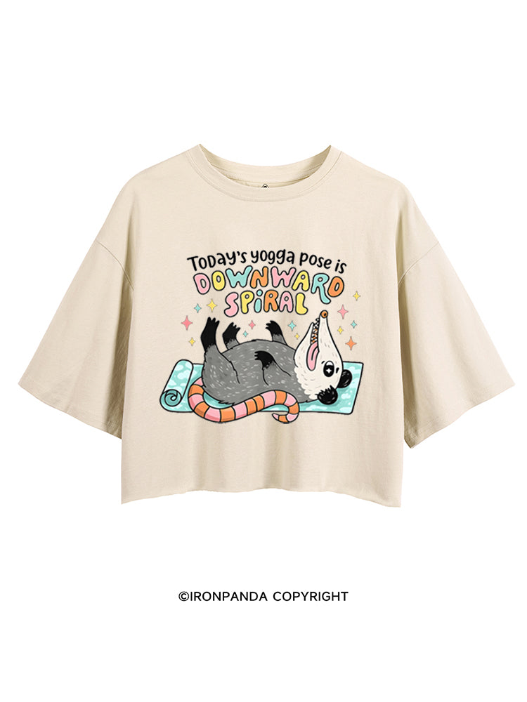 Today's Yoga Pose Is Downward Spiral Opossum CROP TOPS