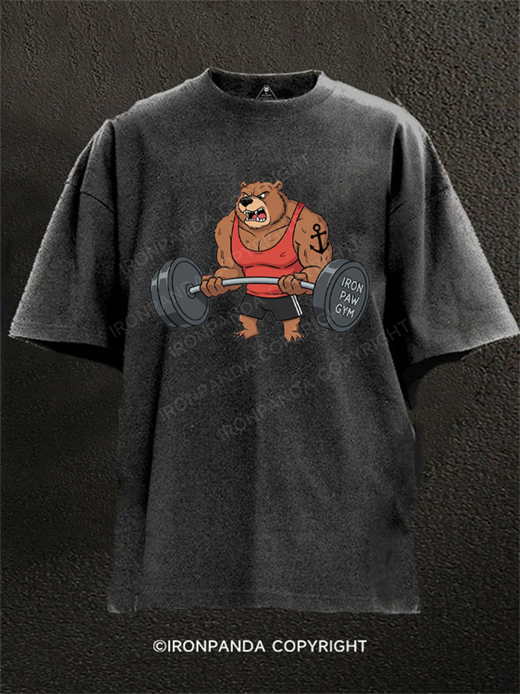 Strong Bear Curling Weights Washed Gym Shirt