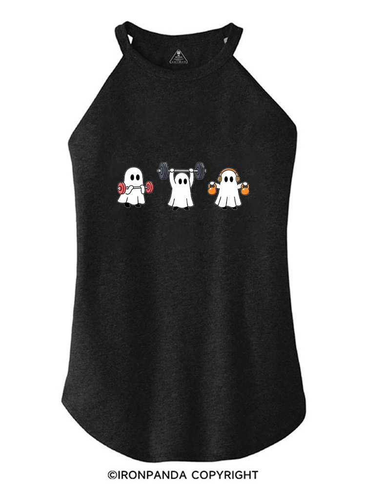 GHOST LIFTING WEIGHTS BARBELL GYM LOVERS ROCKER COTTON TANK