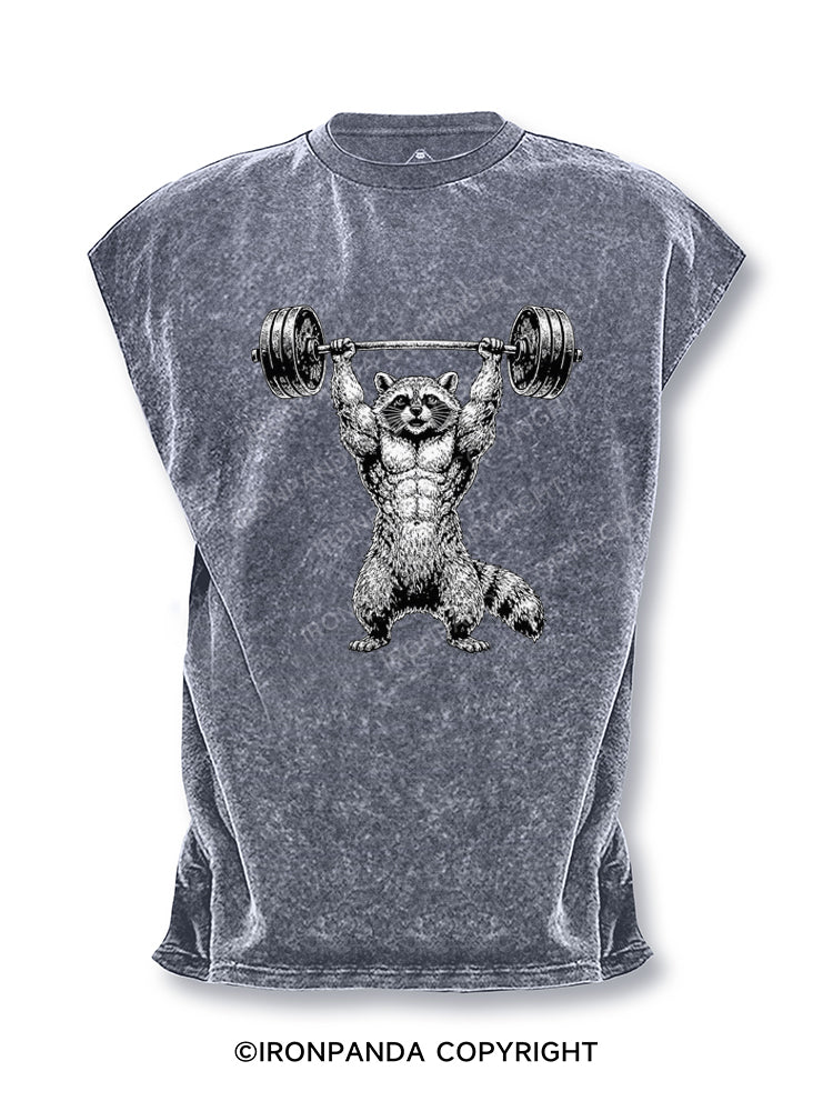 Buff Raccoon Weightlifting Cut Off Tank