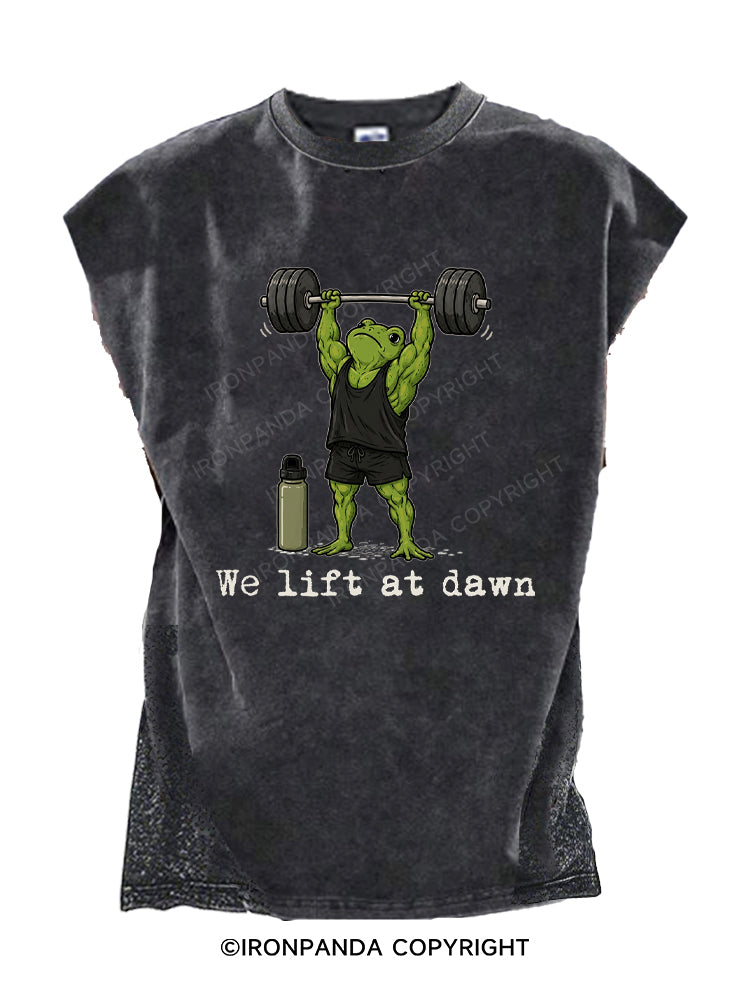 We Lift at Dawn Frog Weightlifter Cut Off Tank