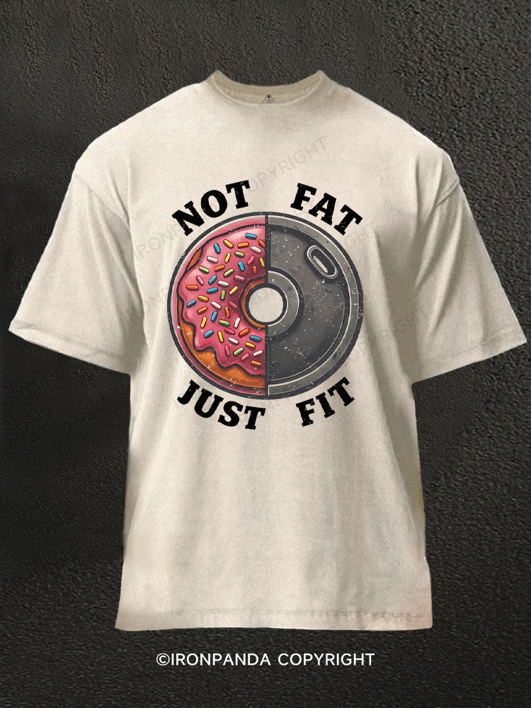 Not Fat Just Fit Donut Weight Plate Washed Gym Shirt