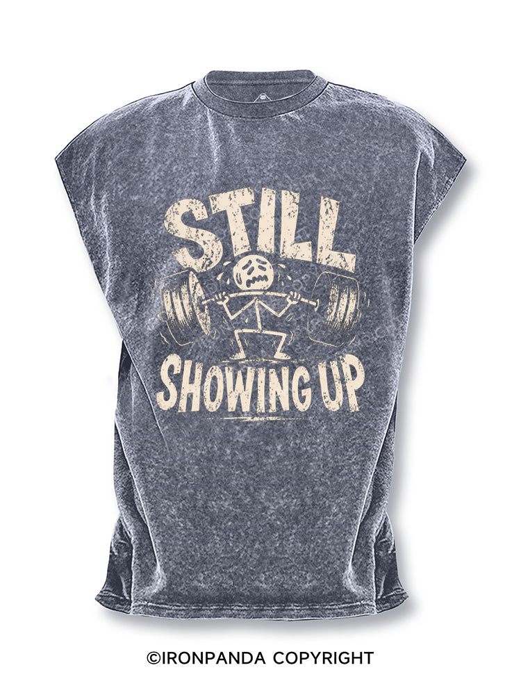 Still Showing Up Funny Gym Struggle Lifting Cut Off Tank