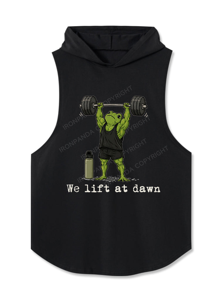 We Lift at Dawn Frog Weightlifter Hooded Tank