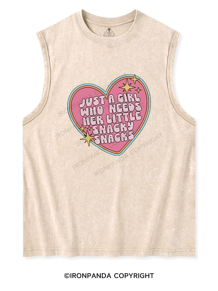 JUST A GIRL WHO NEEDS HER LITTLE SNACKY SNACKS  Washed Tank