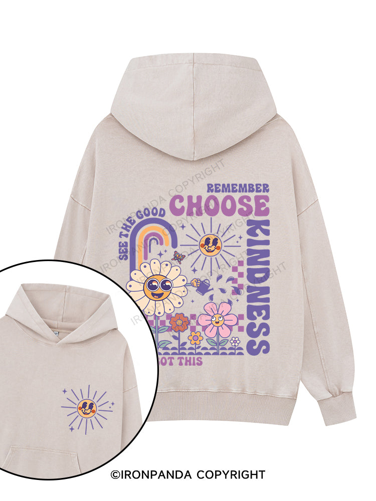 Choose Kindness Printed Washed Gym Hoodie