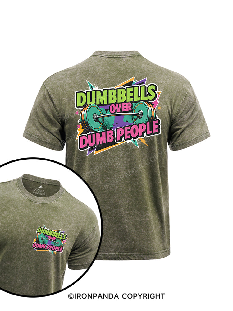Dumbbells over dumb people printed Washed Gym Shirt