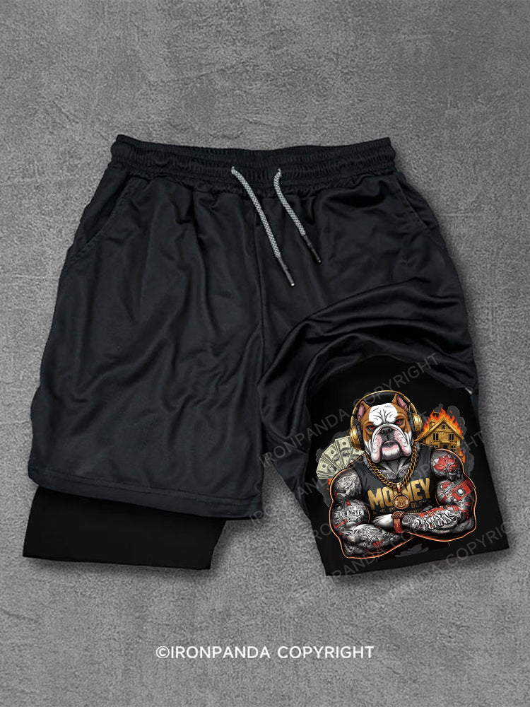 Rich muscular tattooed bulldog Performance Training Shorts