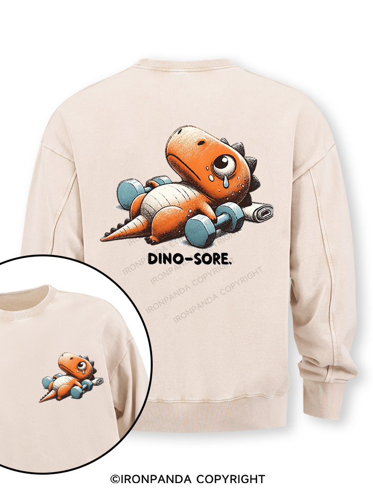 DINO-SORE AFTER WORKOUT Double-Sided Printed Washed Sweatshirt