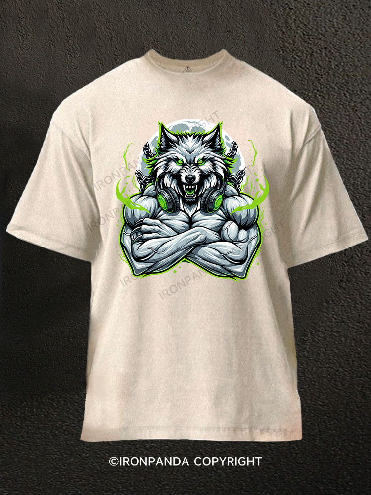 Muscle Wolf Washed Gym Shirt