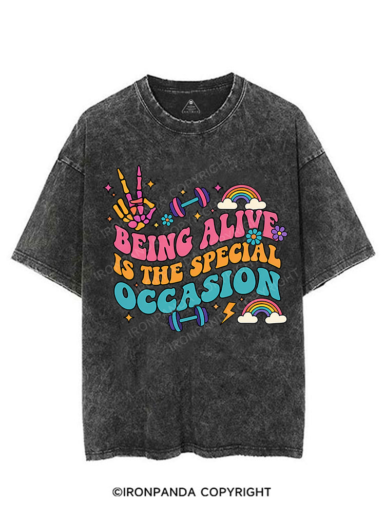 BEING ALIVE IS THE SPECIAL OCCASION VINTAGE GYM SHIRT