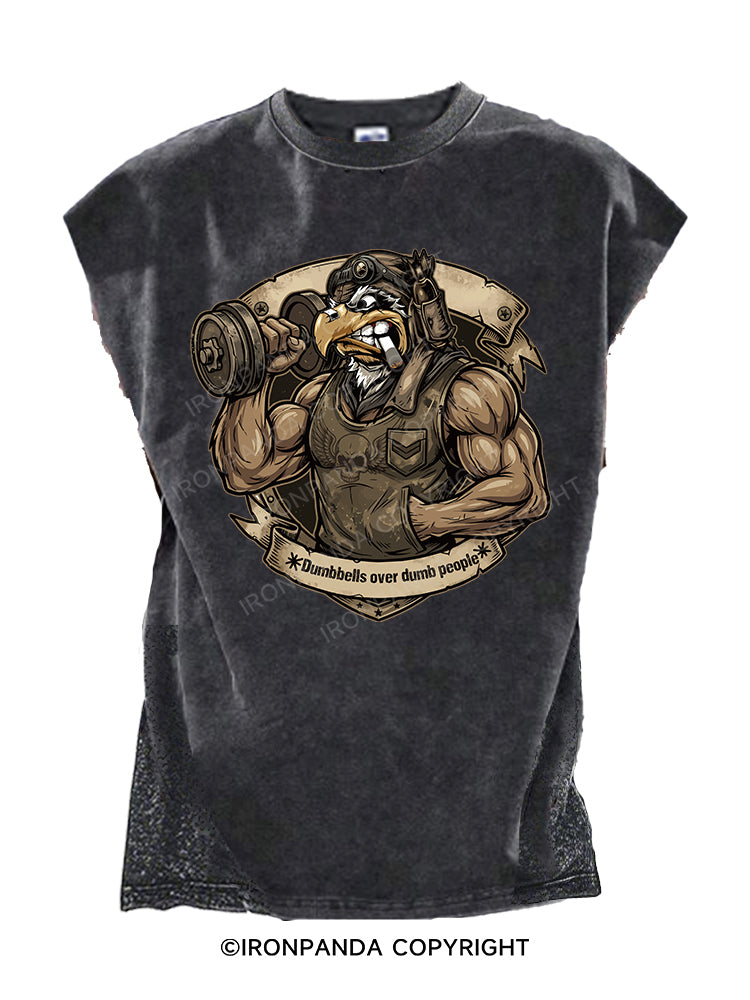 Dumbbells Over Dumb People Eagle Cut Off Tank