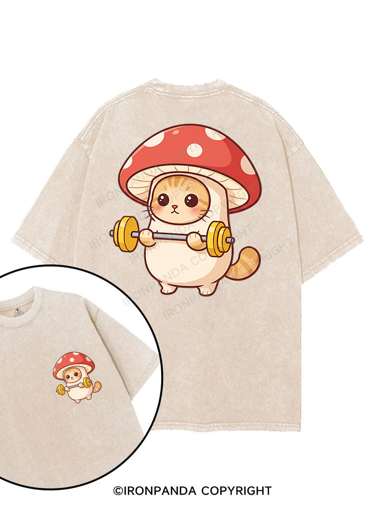 Shroomy Buff Cat printed Gym Shirt