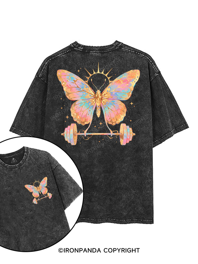 Butterfly Barbell printed Gym Shirt
