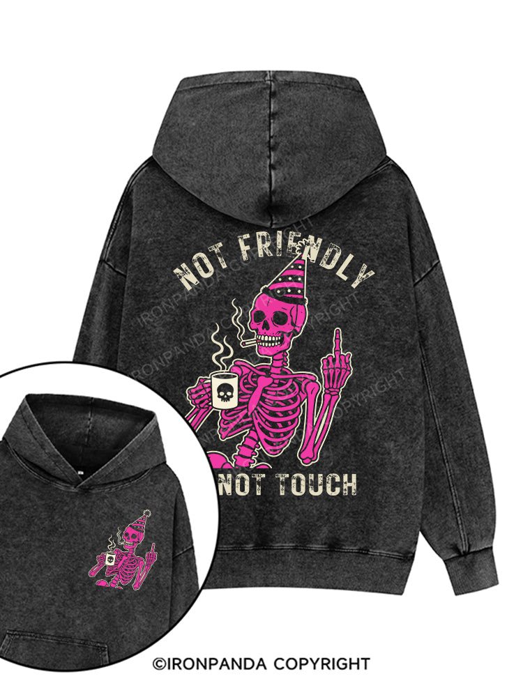 Not friendly, do not touch Printed Washed Gym Hoodie