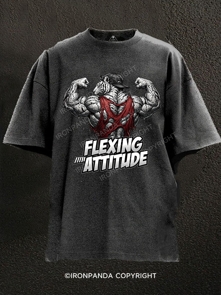Flexing Attitude Tiger Washed Gym Shirt