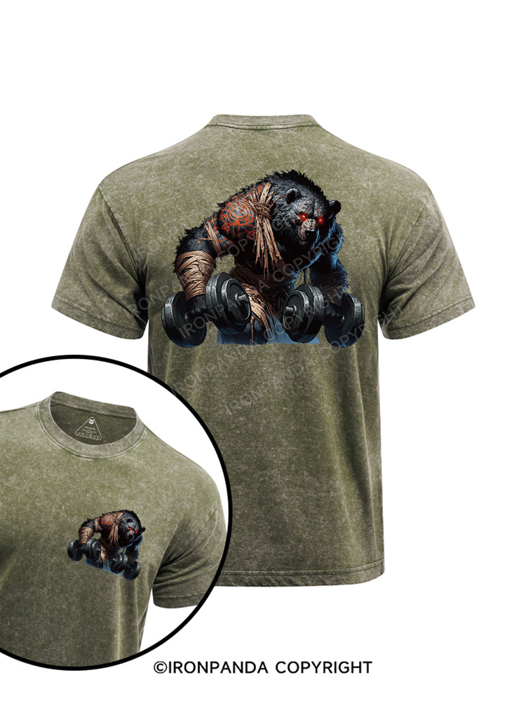 Iron Bear printed Washed Gym Shirt