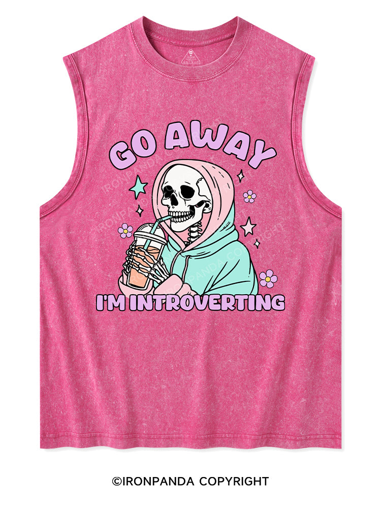 GO AWAY I'M INTROVERTING Washed Tank