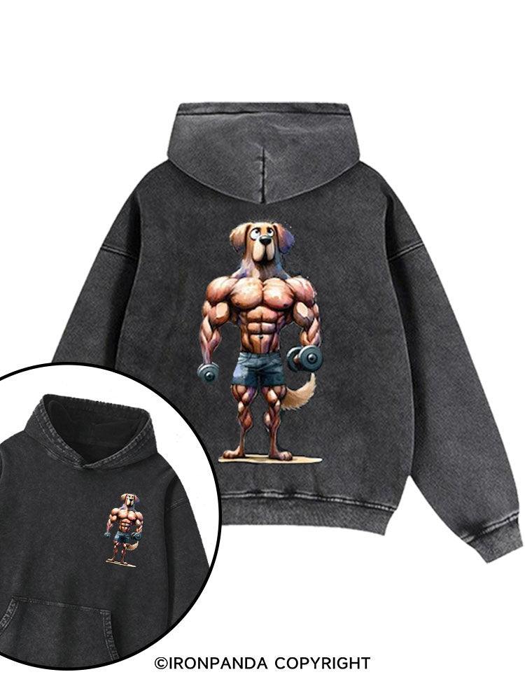 Gym Dog  Printed Washed Gym Hoodie
