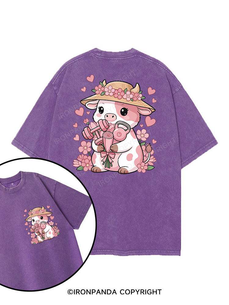 Sweet Power Cow printed Gym Shirt