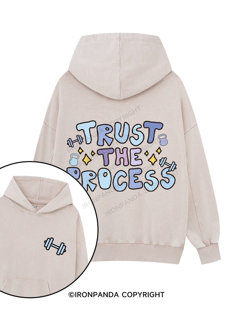 TRUST THE PROCESS Printed Washed Gym Hoodie