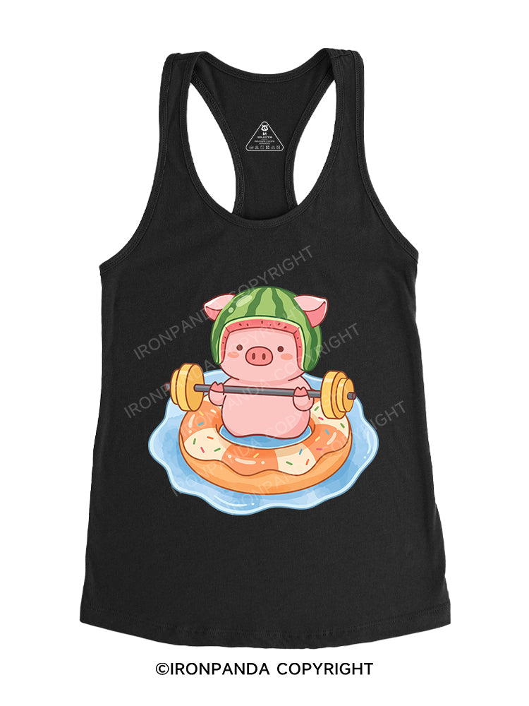 Watermelon Piggy Gym Racerback Tank