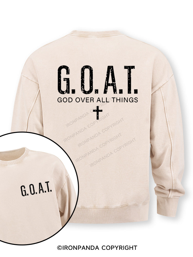 God over All Things Double-Sided Printed Washed Sweatshirt