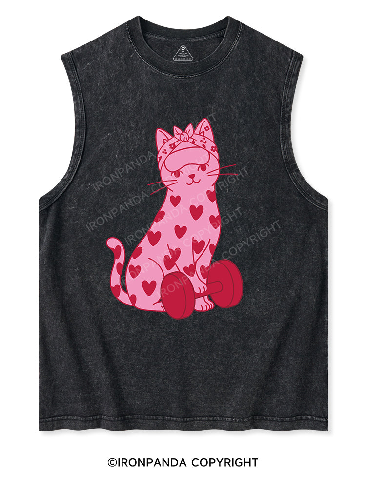 Gym Cat  Washed Tank