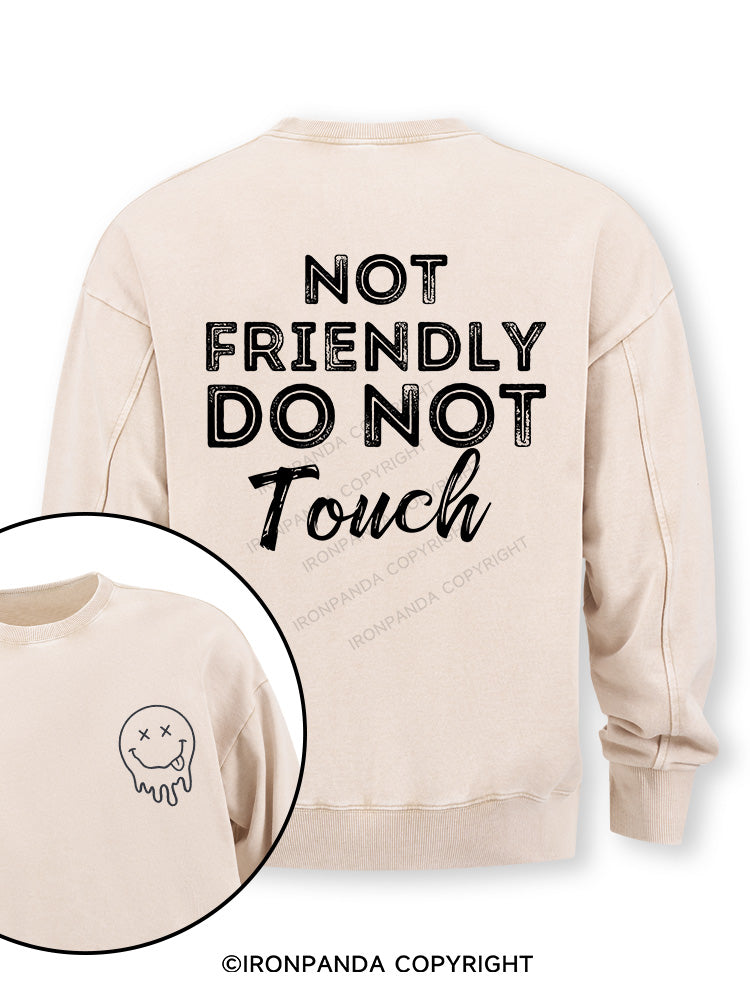 Not friendly, do not touch Double-Sided Printed Washed Sweatshirt