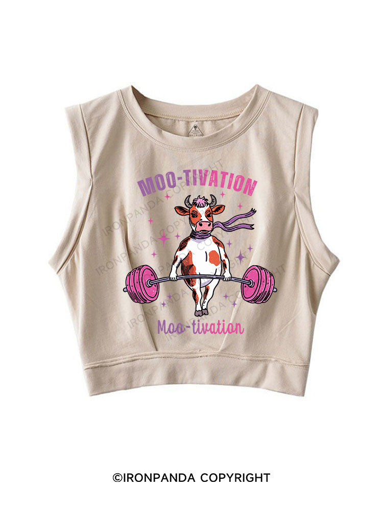 MOO-TIVATION SLEEVELESS CROP TOPS