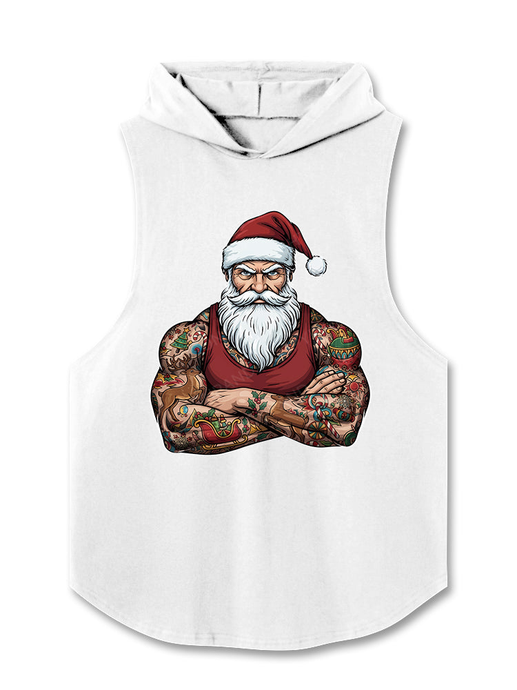 Muscular Santa Claus Hooded Tank