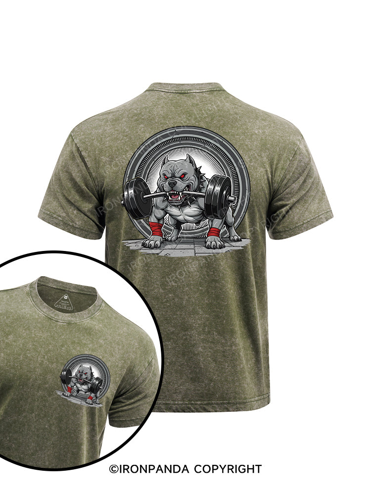 IRON BULLDOG printed Washed Gym Shirt