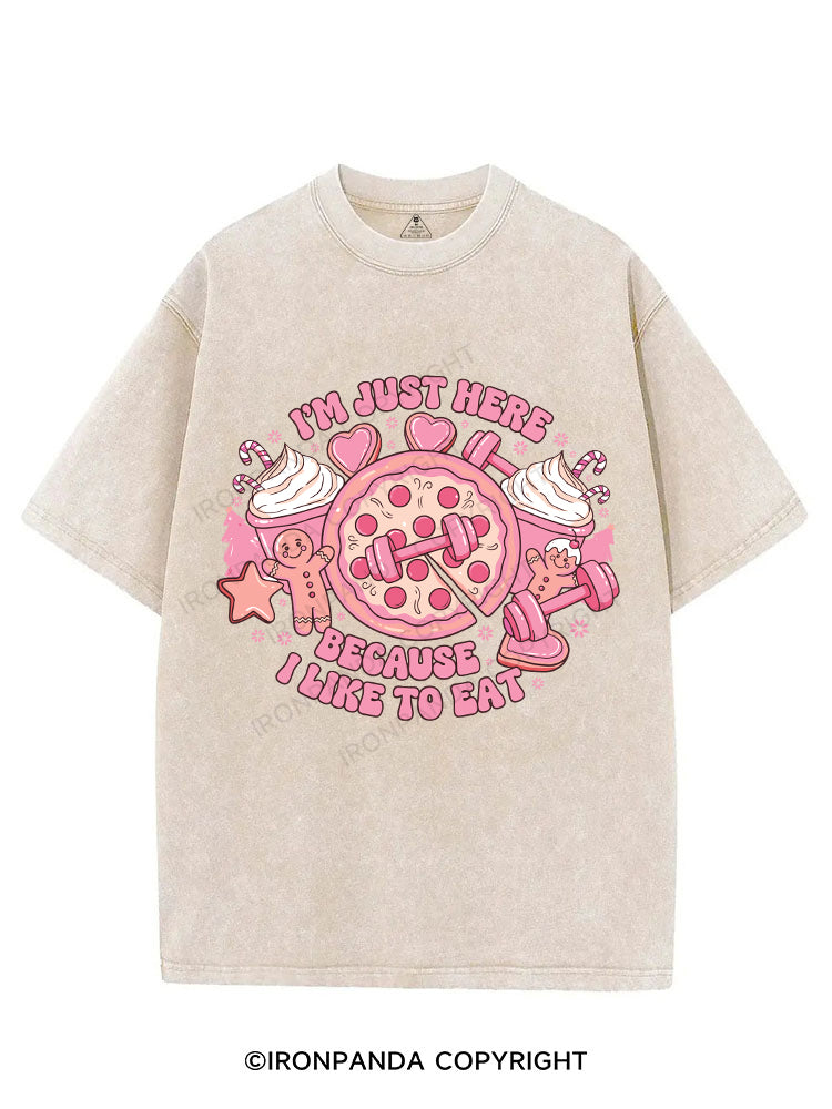 I'M JUST HERE BECAUSE I LIKE TO EAT VINTAGE GYM SHIRT
