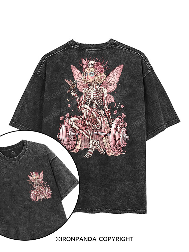 Blooming Bones & Barbell printed Gym Shirt