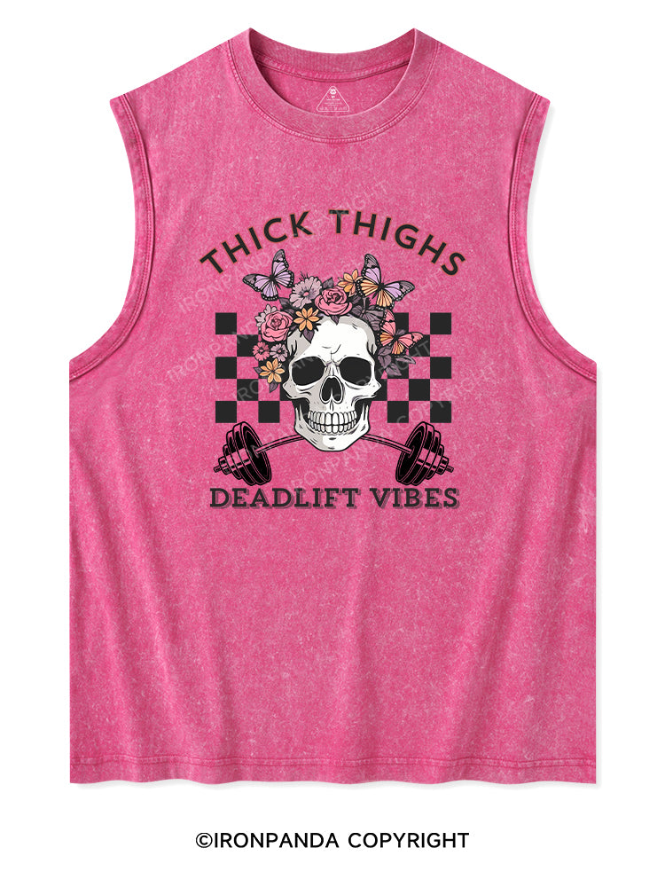 THICK THIGHS DEADLIFT VIBES Washed Tank