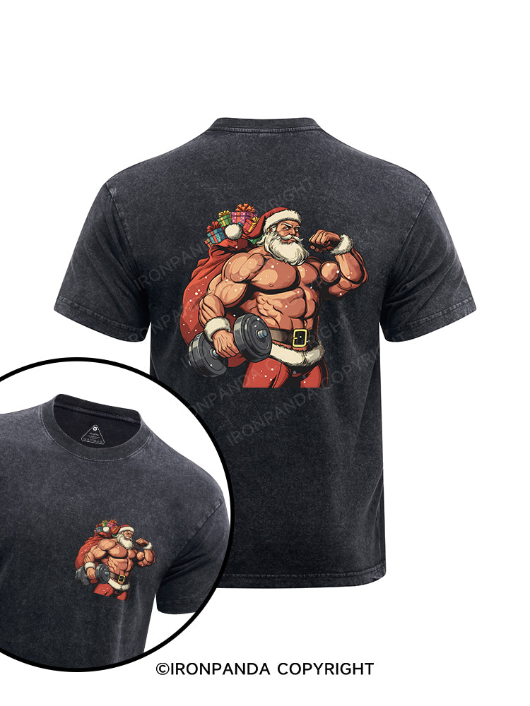 Muscle Claus printed Washed Gym Shirt