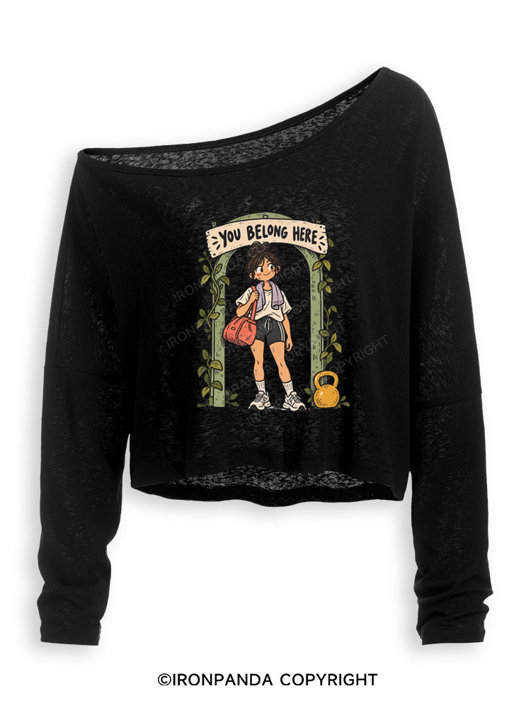 You Belong Here Off Shoulder Long Sleeve Crop Top