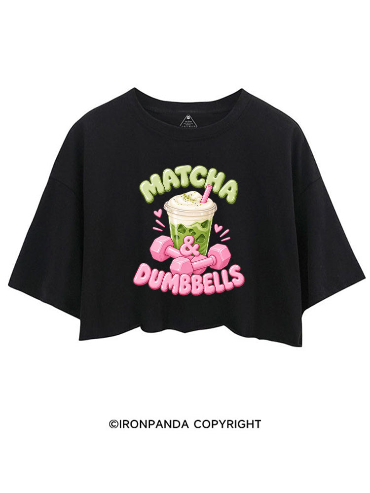 MATCHA & DUMBBELLS MATCHA GYM LOVER CROP TOPS