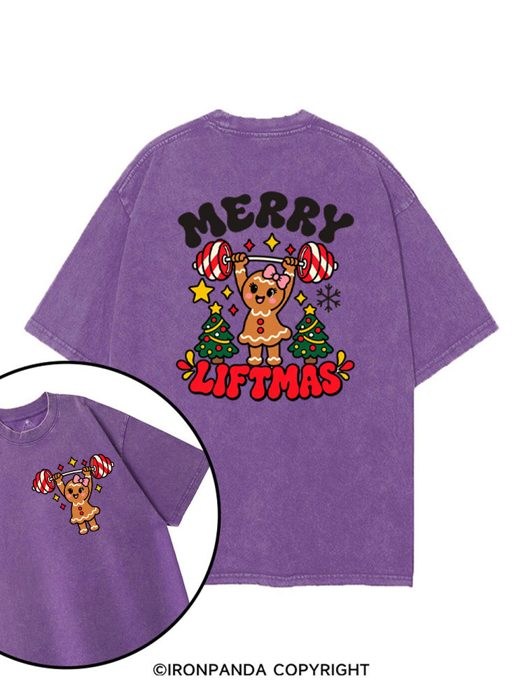 Merry Liftmas Gingerbread Weightlifting printed Gym Shirt