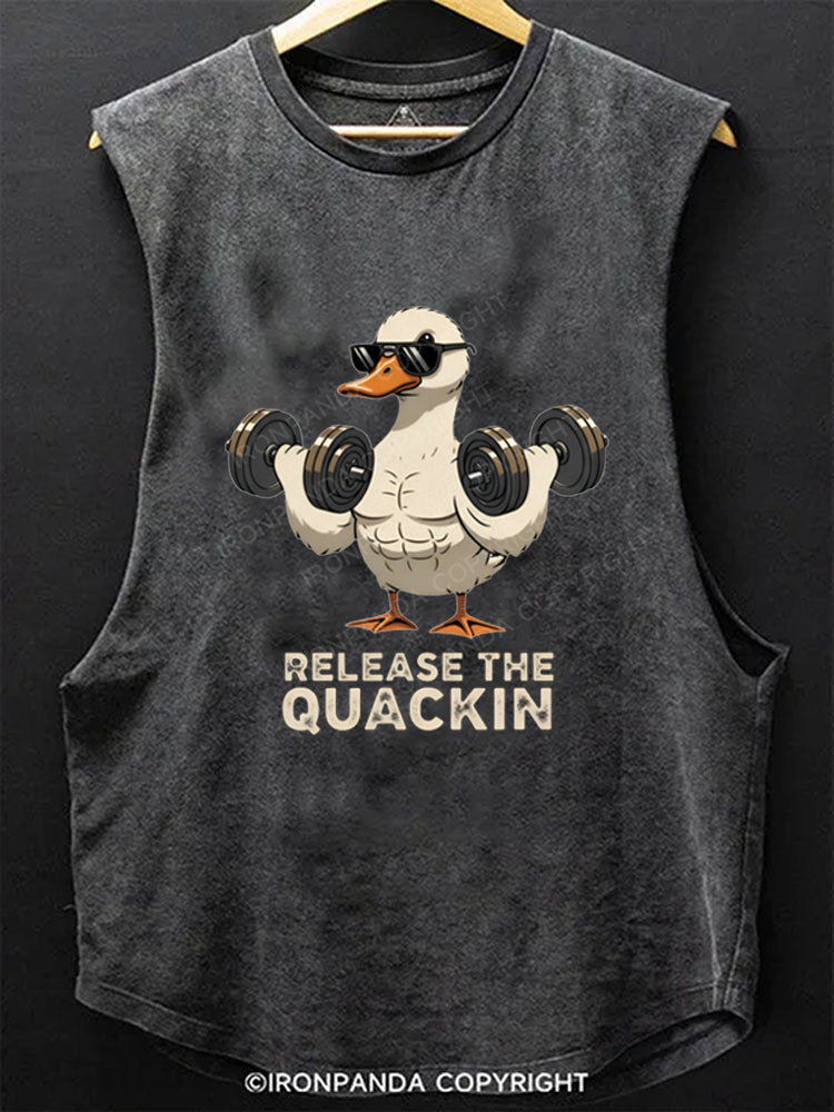 Release The Quackin Duck Dumbbells Scoop Bottom Cotton Tank