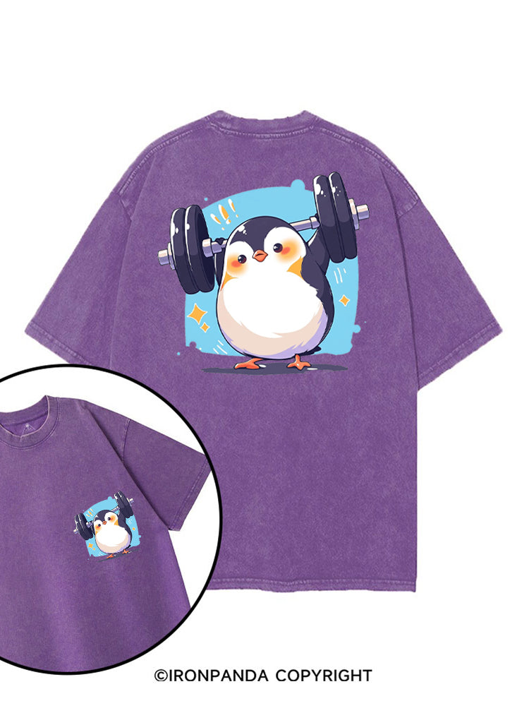 PENGUIN POWER WEIGHTLIFTING CLUB printed Gym Shirt