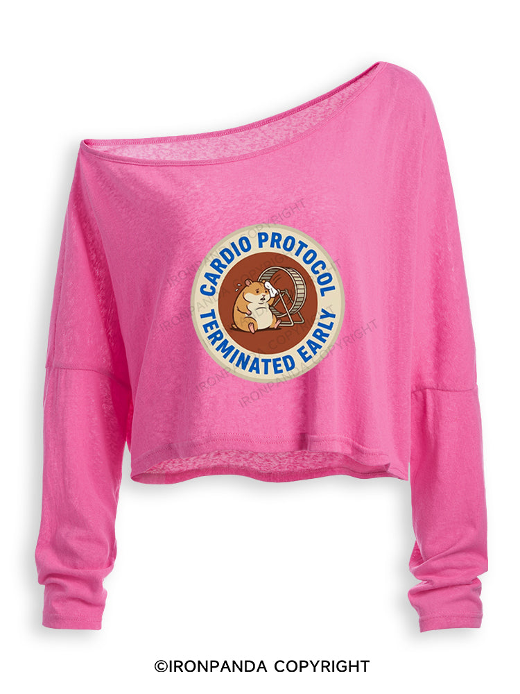 CARDIO PROTOCOL TERMINATED EARLY Off Shoulder Long Sleeve Crop Top