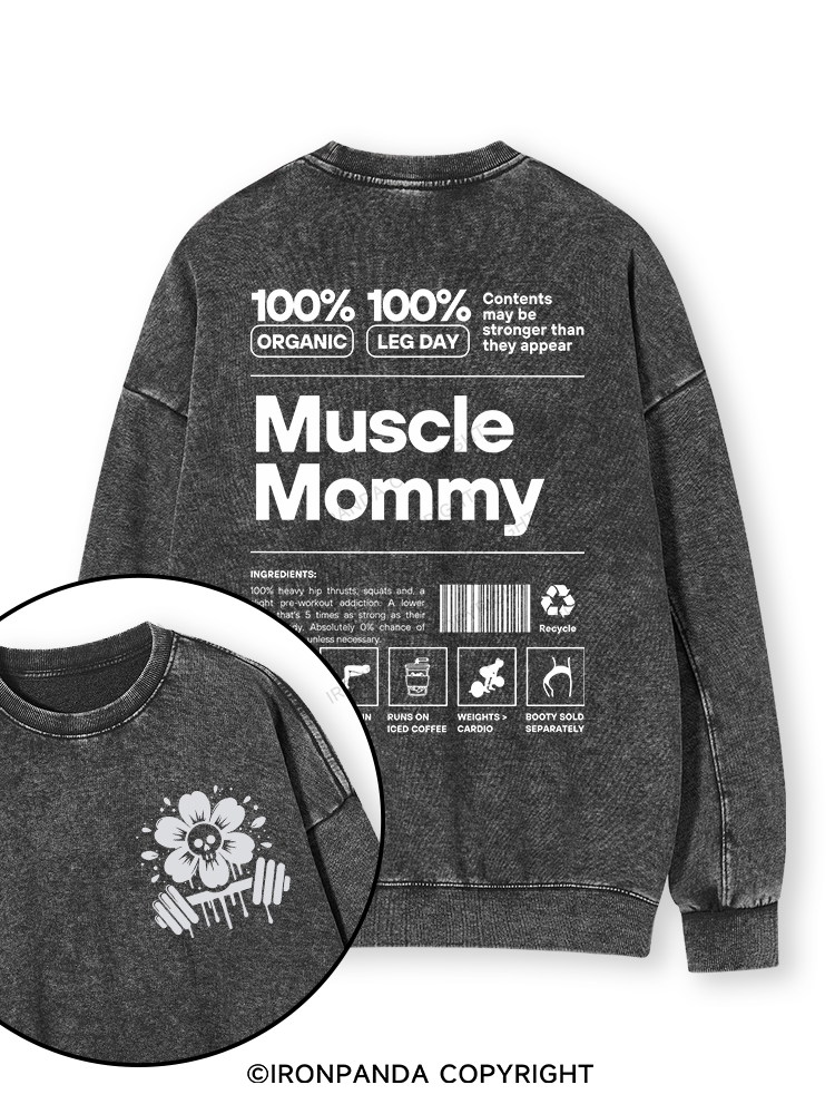 Muscle Mom Letters Double-Sided Printed Washed Sweatshirt