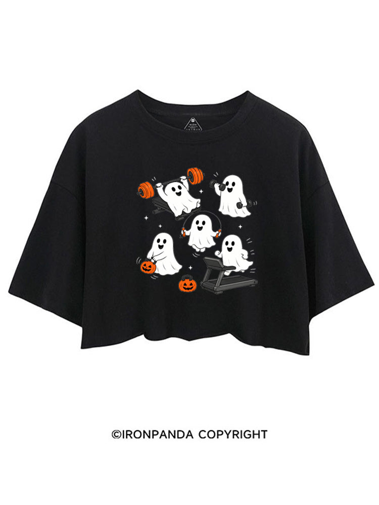 GHOST HALLOWEEN WORKOUT FITNESS CROP TOPS