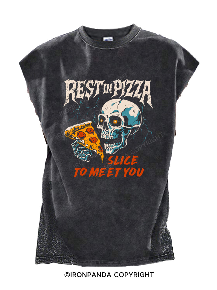 REST IN PIZZA SLICE TO MEET YOU Cut Off Tank