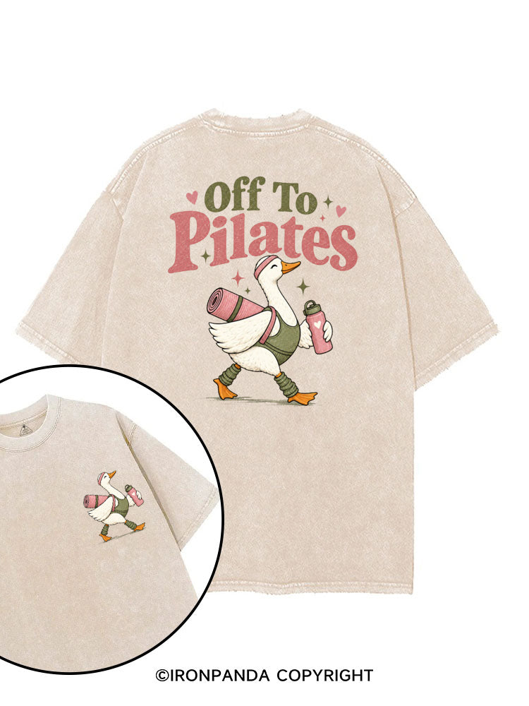 OFF TO PILATES GOOSE printed Gym Shirt
