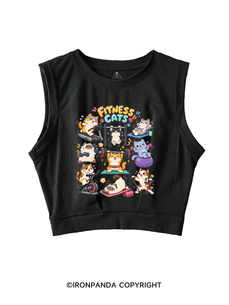 Fitness Cats Gym Workout SLEEVELESS CROP TOPS