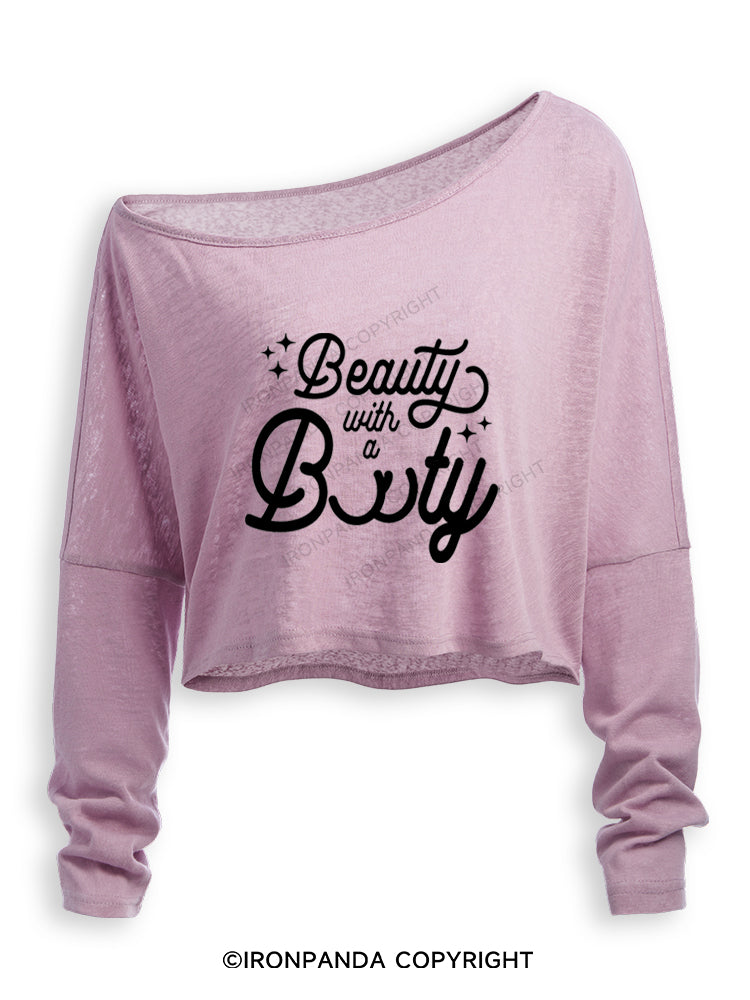 BEAUTY WITH A BOOTY Off Shoulder Long Sleeve Crop Top