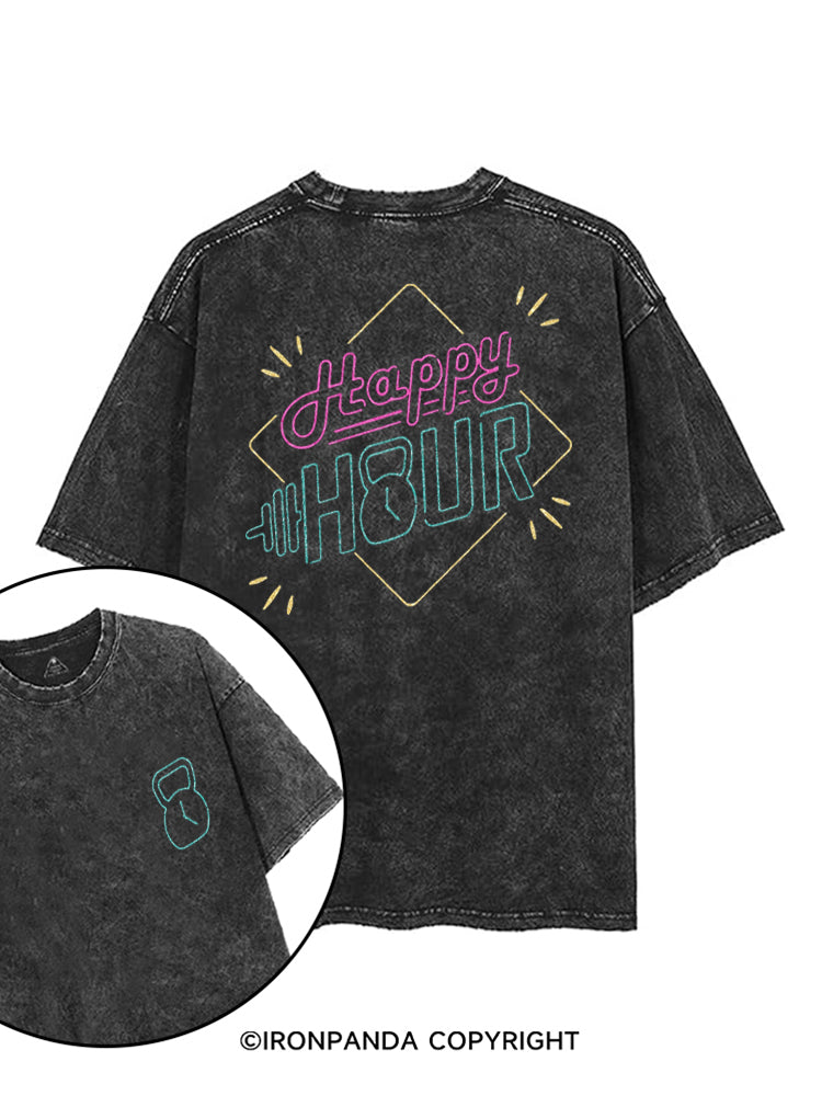 Happy Hour WOD Kettlebell Workout printed Gym Shirt